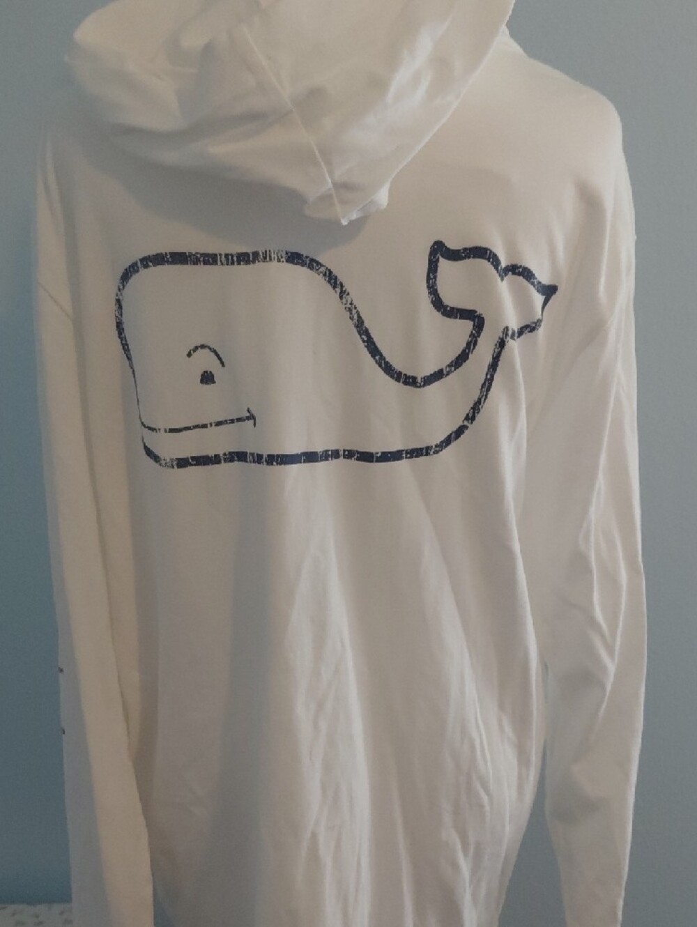 Vineyard Vines White Long-Sleeve Hooded Tee with Small Whale Logo - Picture 3 of 5